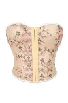 Hranoqm Corsets Bustiers Femme - Pétale Rose Broderie Overbust Body Shaper Discothèque Partie Hors Épaule Tube Haut, Dames Se
