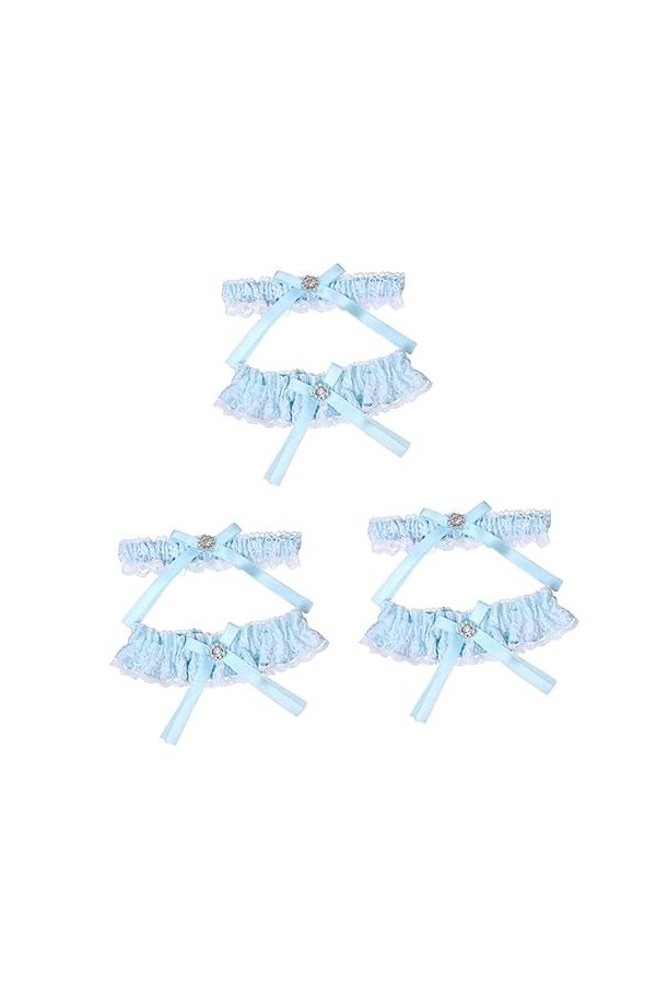 Abaodam 3 Paires De Jarretières De Mariage Anneaux Ensemble Rinestones Set Jambe De Mariage Jarretière Dentelle Jarretière De