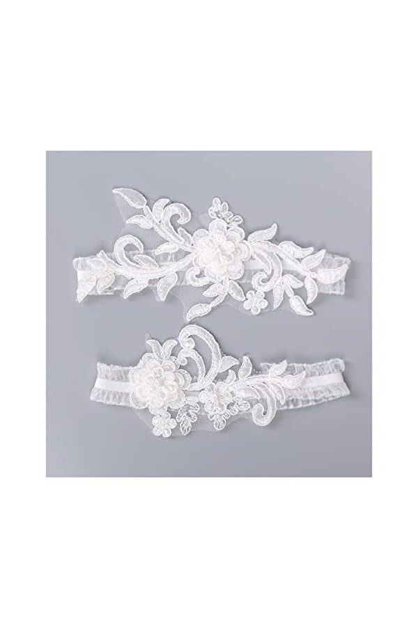 HEIMP Blanc Dentelle De Mariage Jarretières Perle Stretch Prom Jarretière De Mariage Jambes De Mariée Jarretière Ensemble Sex