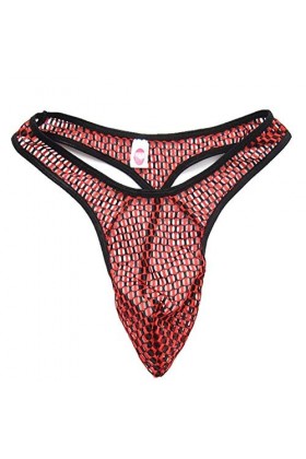 Hommes Érotique Culottes Transparent String Stretch Couverture Hipster Mémoires Solide Couleur Culottes Couture Respirant Red