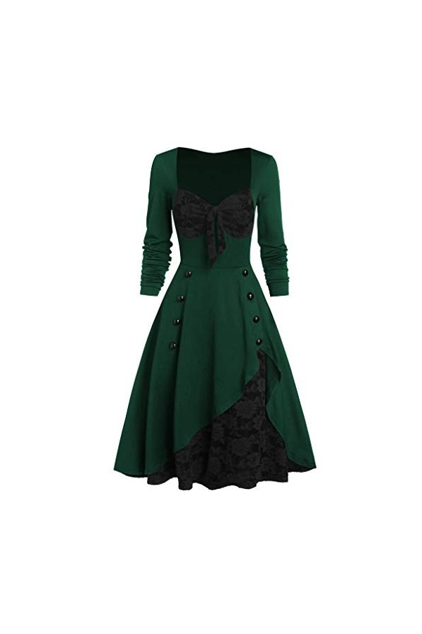 IQYU Robe Noire Gothique Sexy Taille Vêtements Insertion Mock Party Bockknit Bouton Dentelle Plus Vêtements Femmes Vintage Fl