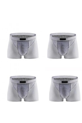 4/Pack Mens Underwear Culotte Magnétique Tourmaline U-Convexe Energy Field Therapy Boxer Briefs Enlargement Inner Pants Colo