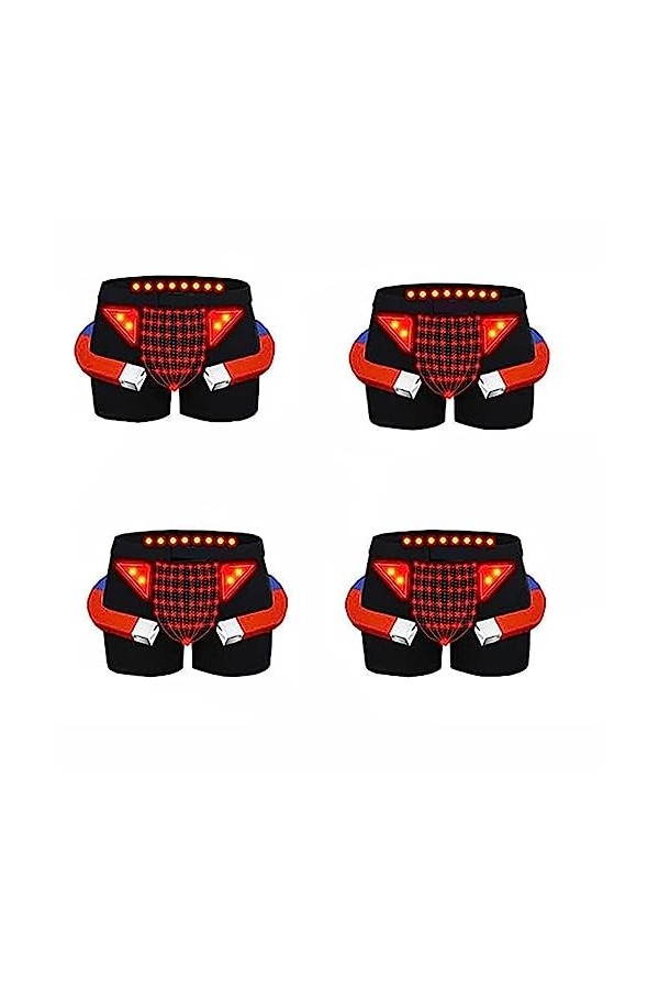 4/Pack Mens Underwear Culotte Magnétique Tourmaline U-Convexe Energy Field Therapy Boxer Briefs Enlargement Inner Pants Colo