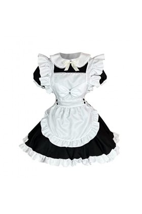 Tenue de servante tendance pour femmes – Tenue de serviteur mignonne – Costume de costumade – Robe à manches bouffantes – Vêt