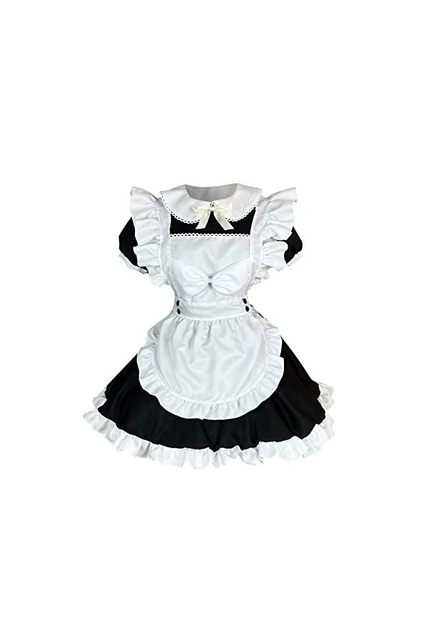 Tenue de servante tendance pour femmes – Tenue de serviteur mignonne – Costume de costumade – Robe à manches bouffantes – Vêt