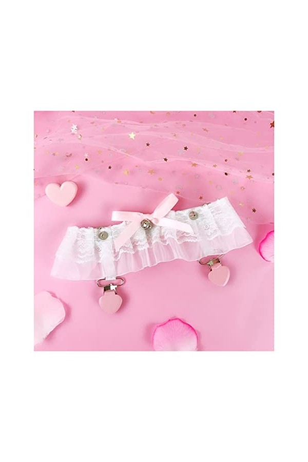 HEIMP Lolita Rose Coeur jarretière Sexy élastique Cuisse Anneau Japonais Fille Dentelle Jambe jarretelle Chaussettes Clip Arc