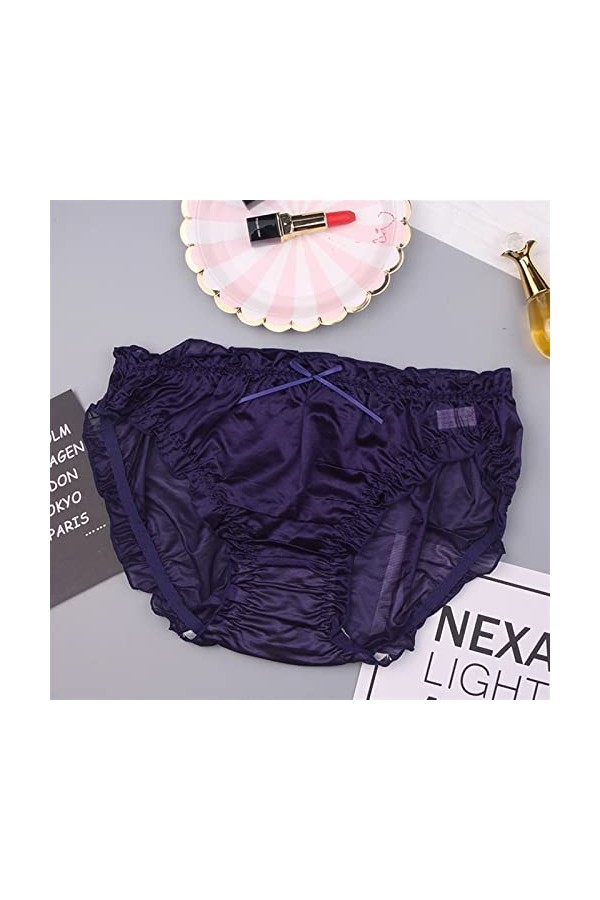 MULANY Femme Slips Fashion Femmes Greties Mid Waist Ruffle Milk Silk Sexy Sexy Briefs Confortables sous-vêtements élastiques