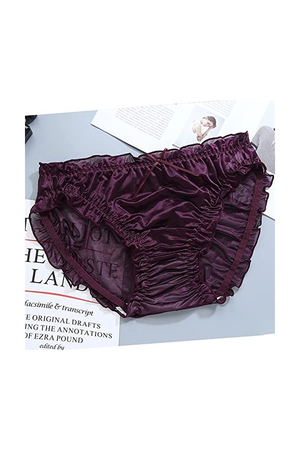 MULANY Femme Slips Fashion Femmes Greties Mid Waist Ruffle Milk Silk Sexy Sexy Briefs Confortables sous-vêtements élastiques