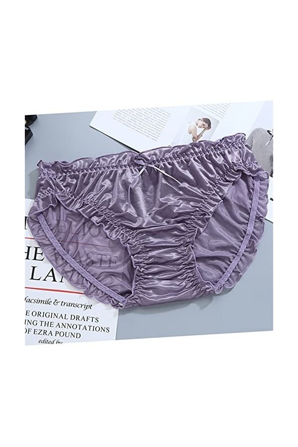 MULANY Femme Slips Fashion Femmes Greties Mid Waist Ruffle Milk Silk Sexy Sexy Briefs Confortables sous-vêtements élastiques