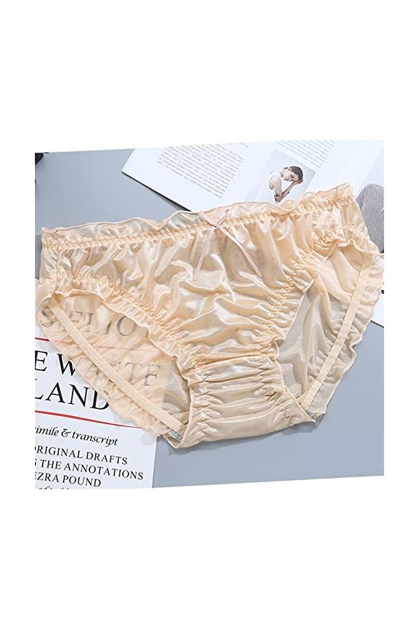 MULANY Femme Slips Fashion Femmes Greties Mid Waist Ruffle Milk Silk Sexy Sexy Briefs Confortables sous-vêtements élastiques