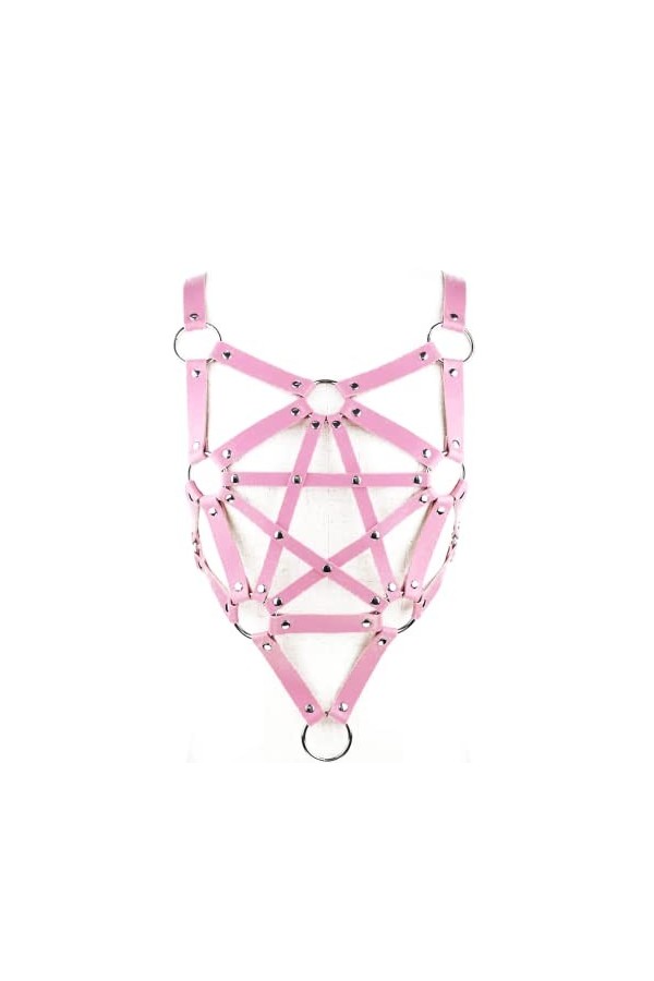 Porte-jarretelles punk gothique en cuir pour femme et fille rose , rose, taille unique
