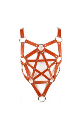 Porte-jarretelles punk gothique en cuir pour femme et fille orange , Orange, taille unique