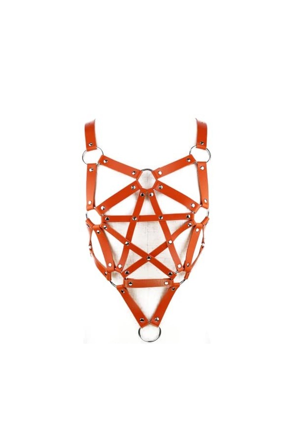 Porte-jarretelles punk gothique en cuir pour femme et fille orange , Orange, taille unique
