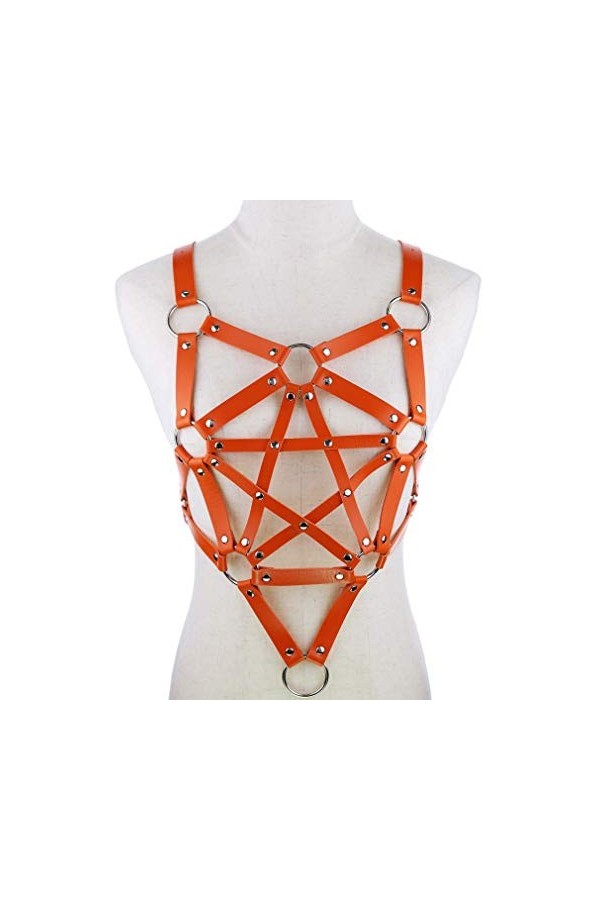 Porte-jarretelles punk gothique en cuir pour femme et fille orange , Orange, taille unique