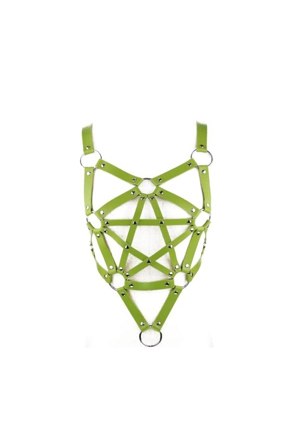 Porte-jarretelles punk gothique en cuir pour femme et fille vert , vert, taille unique