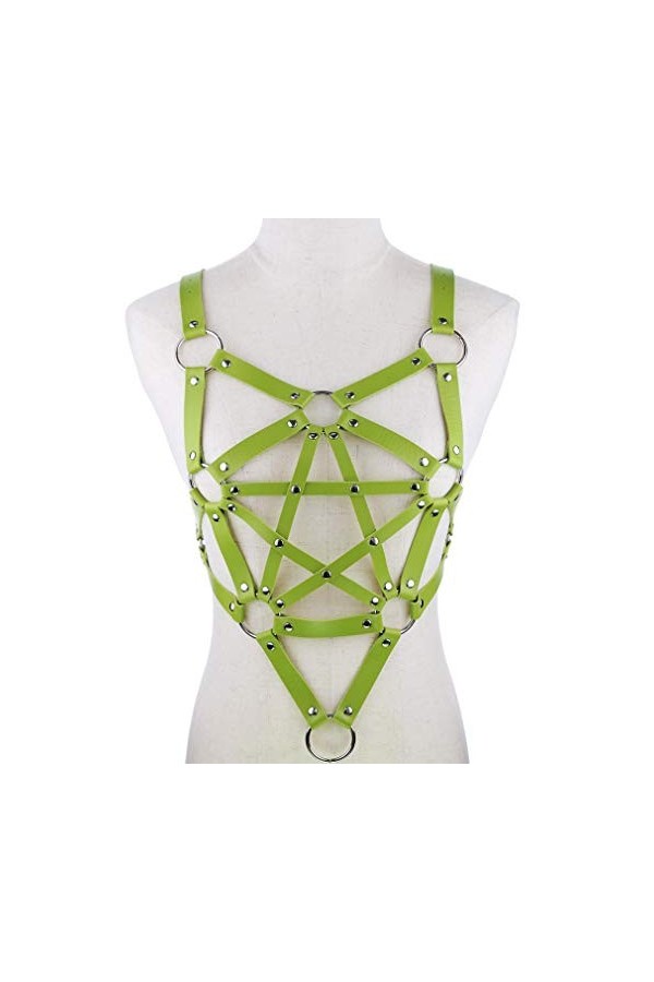 Porte-jarretelles punk gothique en cuir pour femme et fille vert , vert, taille unique