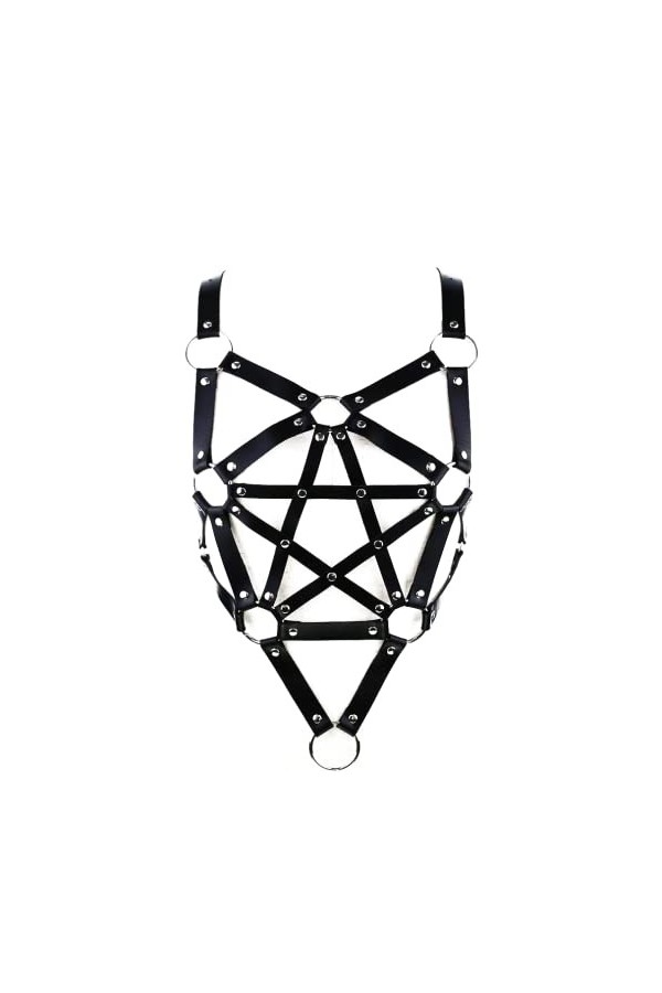 Porte-jarretelles punk gothique en cuir pour femme et fille - Noir, noir, taille unique