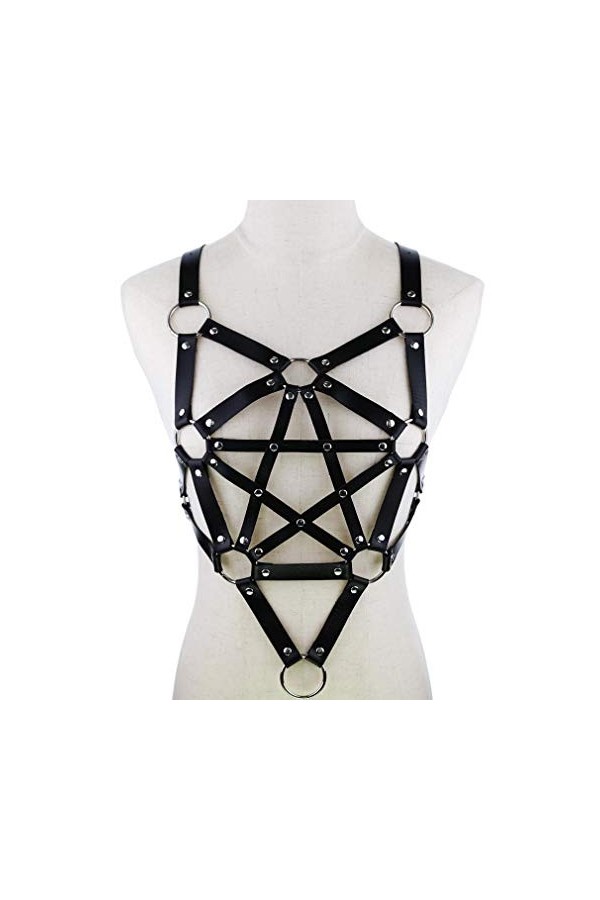 Porte-jarretelles punk gothique en cuir pour femme et fille - Noir, noir, taille unique