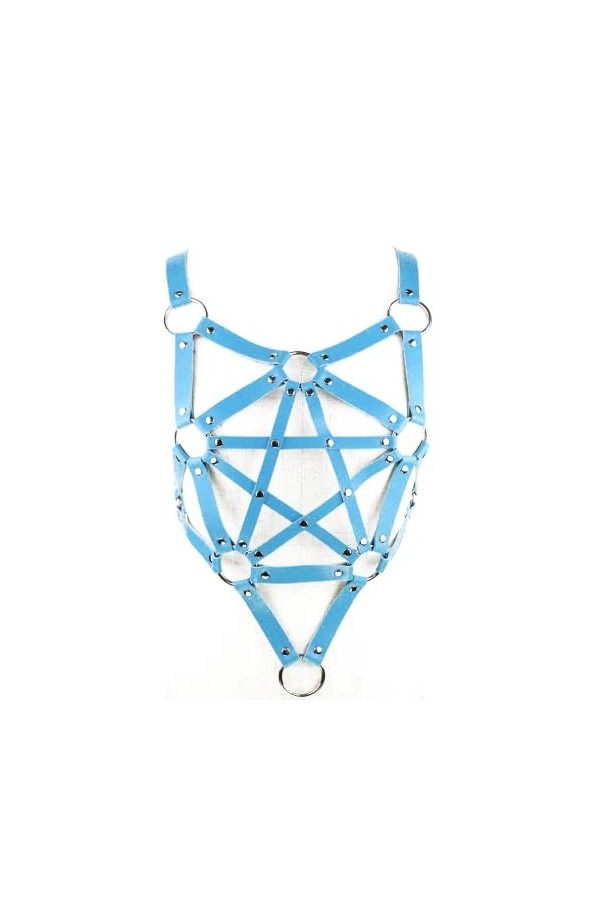 Porte-jarretelles punk gothique en cuir pour femme et fille wathet , Wathet, taille unique