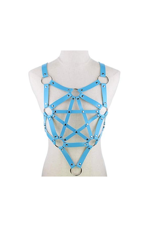 Porte-jarretelles punk gothique en cuir pour femme et fille wathet , Wathet, taille unique