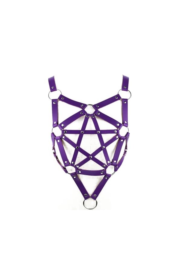 Porte-jarretelles punk gothique en cuir - Pour femme et fille - Violet, violet, taille unique