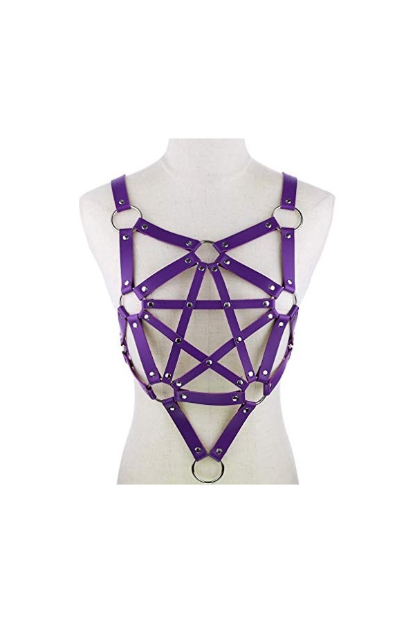 Porte-jarretelles punk gothique en cuir - Pour femme et fille - Violet, violet, taille unique