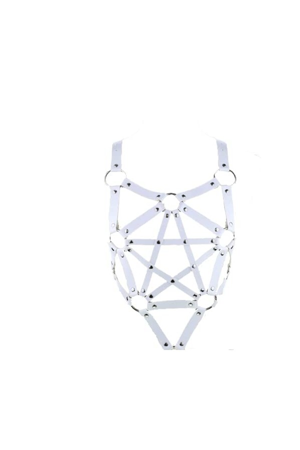 Porte-jarretelles punk gothique en cuir pour femme et fille blanc , blanc, taille unique