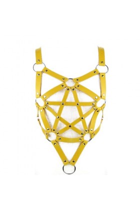 Porte-jarretelles punk gothique en cuir pour femme et fille jaune , jaune, taille unique