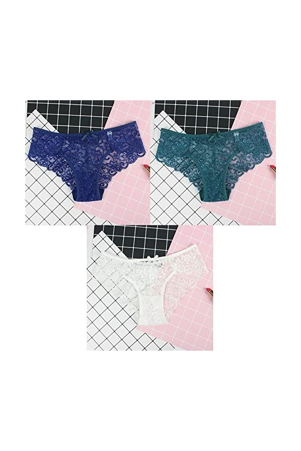 Culotte De Hipster Confortable 3 pièces/paquet Sexy femmes dentelle culottes sous-vêtements dentelle Culotte Transparent Flor