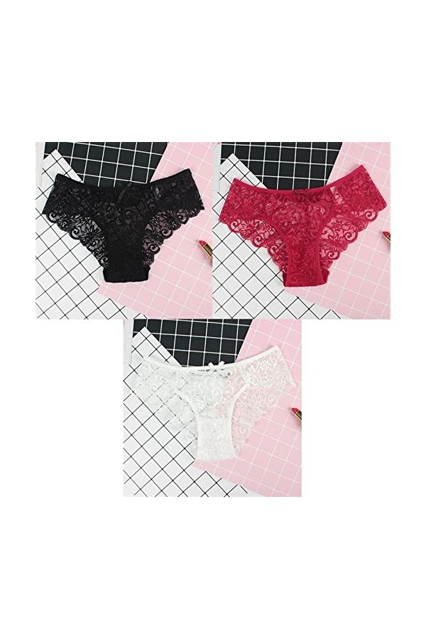 Culotte De Hipster Confortable 3 pièces/paquet Sexy femmes dentelle culottes sous-vêtements dentelle Culotte Transparent Flor