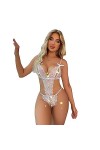 BAWHO Lingerie Sexy pour Femmes, Combinaison en Dentelle Transparente, Poitrine exposée, Entrejambe Ouvert, Lingerie érotique