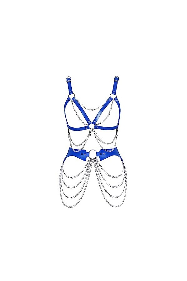 JMMHSS Pu sangles cage punk Harajuku Body Leather bretelles gothique bretelles femmes cage soutien - gorge Noir 