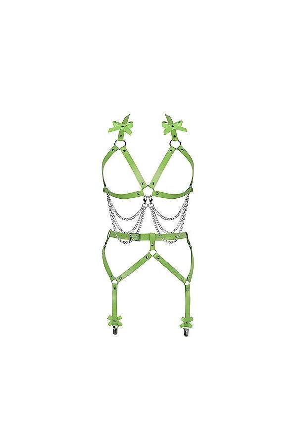 JMMHSS Punk Leather Body harnais lingerie gothique garter ceintures Party Halloween accessoires pour femme Orange - jaune 