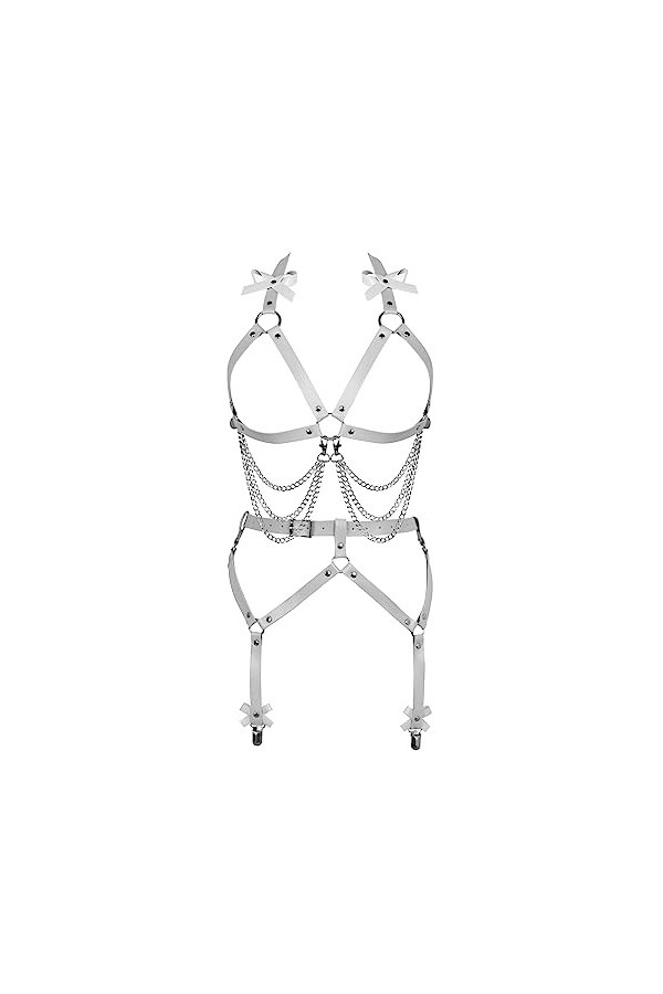 JMMHSS Punk Leather Body harnais lingerie gothique garter ceintures Party Halloween accessoires pour femme Orange - jaune 