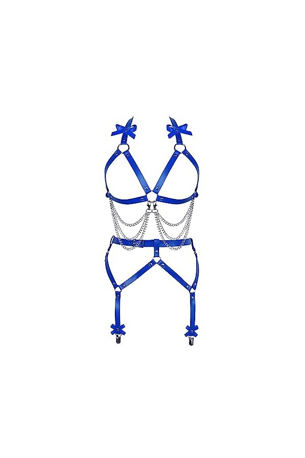 JMMHSS Punk Leather Body harnais lingerie gothique garter ceintures Party Halloween accessoires pour femme Orange - jaune 