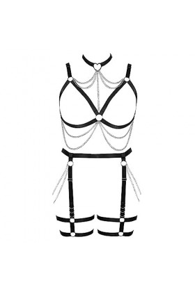 JMMHSS Femmes punk bretelles cage soutien - gorge plus size lacets entièrement évidée sous - vêtements gothique danse ceintur