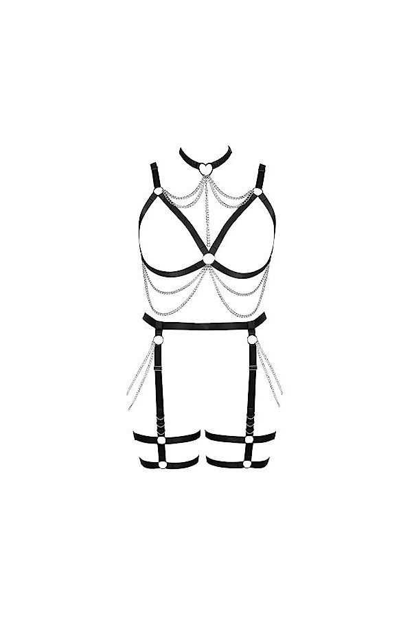 JMMHSS Femmes punk bretelles cage soutien - gorge plus size lacets entièrement évidée sous - vêtements gothique danse ceintur