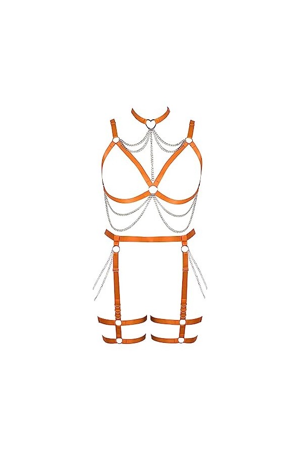 JMMHSS Femmes punk bretelles cage soutien - gorge plus size lacets entièrement évidée sous - vêtements gothique danse ceintur