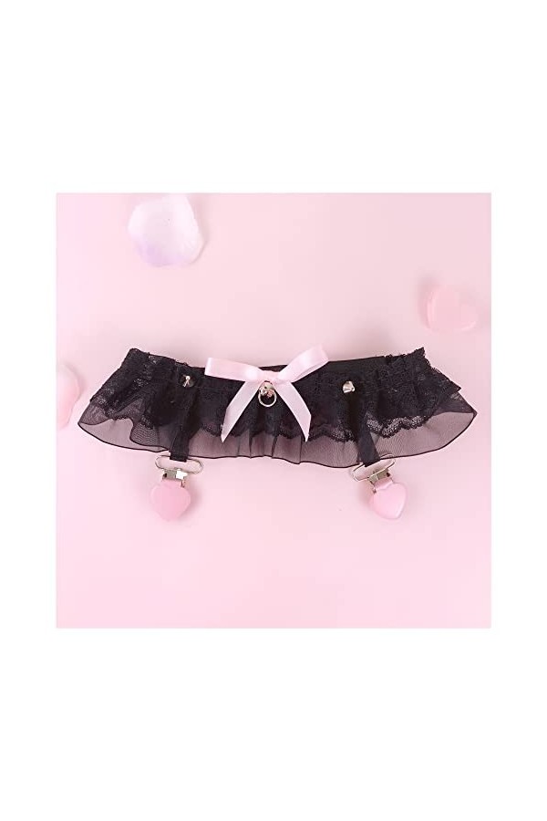 GOOFFY Sexy Harajuku Lolita Porte-Jarretelles Femmes à Volants Dentelle nœud Papillon Cloche Cuisse Anneau Japonais jarretell