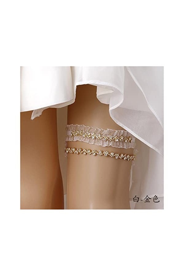 HEIMP Sexy Dentelle Fleur Cristal Strass Perles Mariage jarretière Nuptiale Cuisse Anneau Jambe jarretière for Femmes/Femme/m