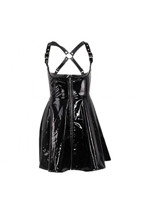 CABULE Costume sexy pour femme en cuir PVC avec fermeture éclair sans seins, étagère en discothèque, danse, cosplay, carnaval