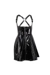 CABULE Costume sexy pour femme en cuir PVC avec fermeture éclair sans seins, étagère en discothèque, danse, cosplay, carnaval