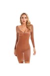 Bciopll Robes exotiques pour femme - Lingerie deux pièces - Brillant - Semi transparent - Col en V profond - Manches longues 