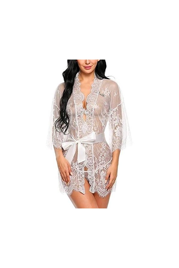 Nuisette sexy en dentelle avec col en V et col en V en coton