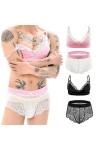 YUFEIDA Sissy Soutien-gorge réglable Mini Bralette Top Boxer en Dentelle Mignon Ensemble de Lingerie pour Homme Transgenre, L