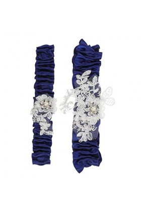 Ceinture femme 2pcs mariage dentelle jarretières jambes de mariée jarretière ensemble strass jambes de mariée bandes perle ma
