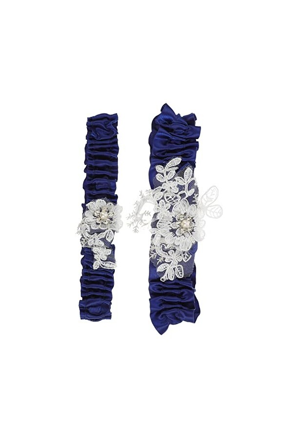 Ceinture femme 2pcs mariage dentelle jarretières jambes de mariée jarretière ensemble strass jambes de mariée bandes perle ma