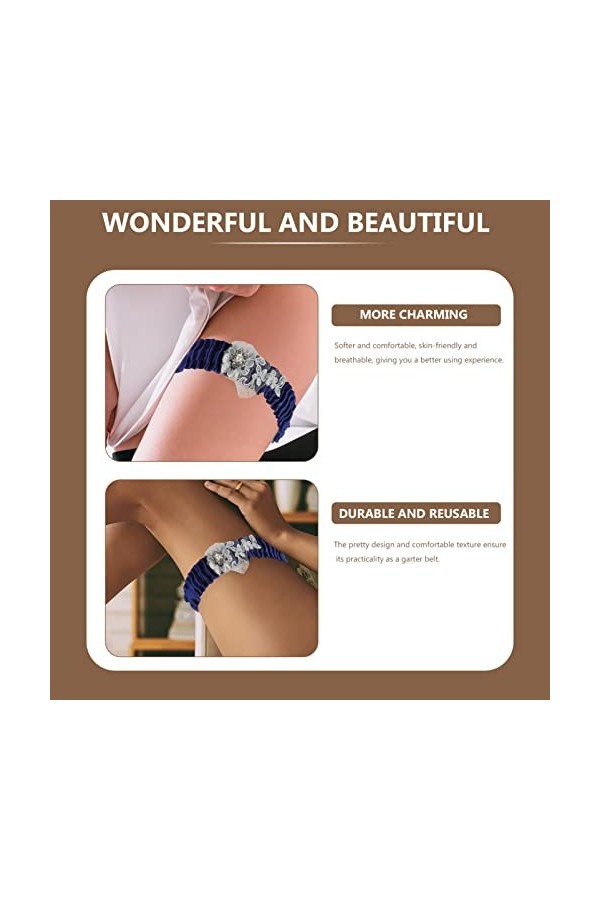 Ceinture femme 2pcs mariage dentelle jarretières jambes de mariée jarretière ensemble strass jambes de mariée bandes perle ma