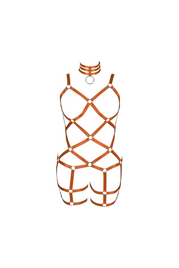 JMMHSS Femmes grande taille jarretière ensemble harnais Punk jarretelle réglable gothique évider soutien-gorge Le noir 