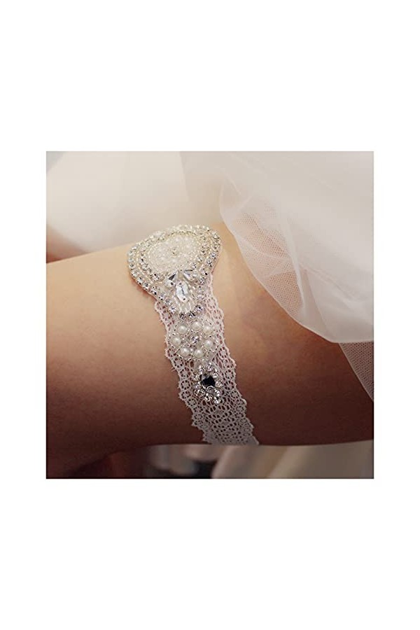 COLIFAS Jarretière en Dentelle avec Strass Brillants pour Femmes, jarretière de Mariage pour la mariée et la Demoiselle dhon